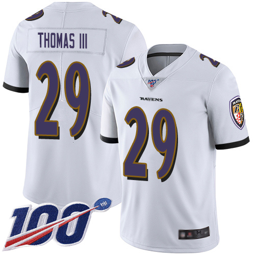 Baltimore Ravens Limited White Men Earl Thomas III Road Jersey NFL Football #29 100th Season Vapor Untouchable
